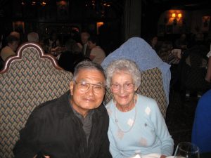 Ray and Margaret Arakawa at their 50th wedding anniversary party at the Tam O'Shanter Inn, where they met.